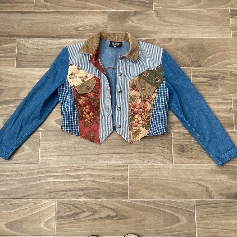 Vintage Tapestry Patchwork Jean Jacket - image 3